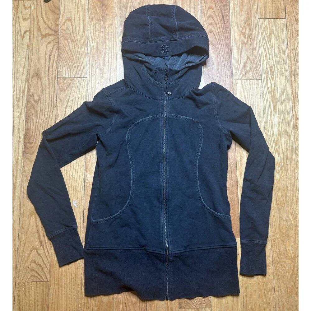 Lululemon Womens Scuba Hoodie Sweatshirt Full Zip Long Sleeve Size 12 Black